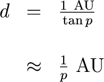 parallax angle formula name