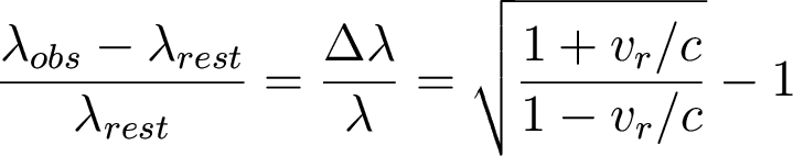 wavelength redshift equation